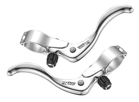 BRAKE LEVER - Inline Brake Lever, 26mm Clamp, For Road & Cyclo X Bikes, Alloy, Hinged, SILVER (Sold In Pairs, Boxed Packaging)