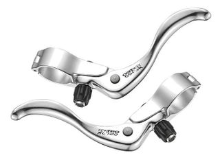 BRAKE LEVER - Inline Brake Lever, 26mm Clamp, For Road & Cyclo X Bikes, Alloy, Hinged, SILVER (Sold In Pairs, Boxed Packaging)