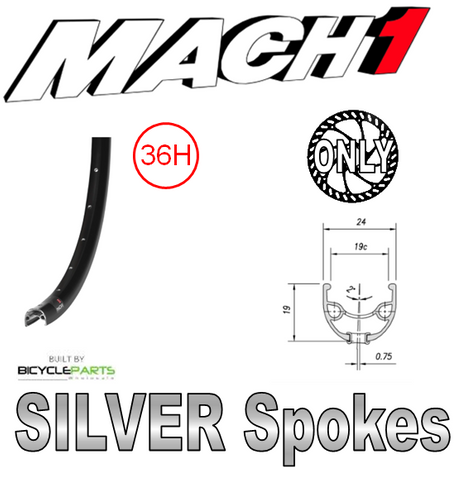 WHEEL - 26" Mach1 ER-20 36H P/j Black Rim,  8/10 SPEED Q/R (135mm OLD) 6 Bolt Disc Loose Ball Joytech Black Hub,  Mach 1 SILVER Spokes