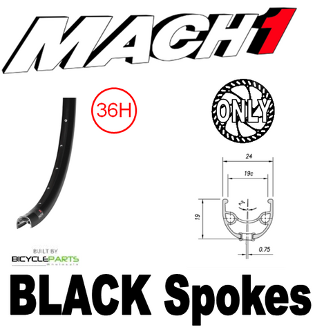 WHEEL - 26" Mach1 ER-20 36H P/j Black Rim,  FRONT Q/R (100mm OLD) 6 Bolt Disc Loose Ball Joytech Black Hub,  Mach 1 BLACK Spokes