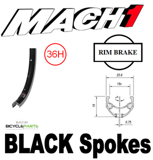 WHEEL - 27.5 / 650B Mach1 ER-10 36H Black Rim,  FRONT 3/8" Nutted (100mm OLD) Loose Ball Joytech Black Hub,  Mach 1 BLACK Spokes