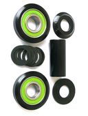 BOTTOM BRACKET SET - For 19mm, American Type, Does NOT Include Spindle, With Sealed Bearings, Set of 10 Pieces, BLACK