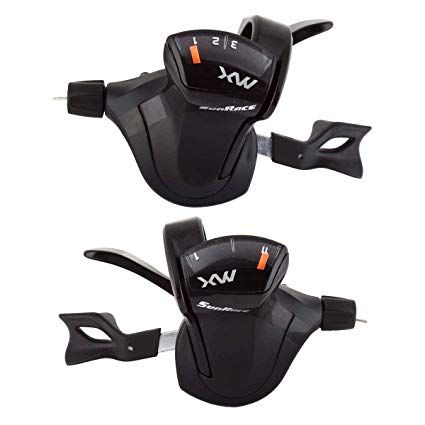 SHIFTER SET - Right Hand 11 Speed, Left Hand 3 Speed, Thumb Tap Dual Trigger,  Sunrace, Black (NOT Shimano I-SPEC® II Compatible)