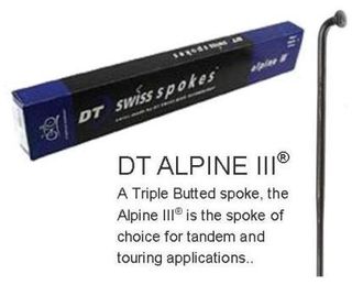 SPOKES - DT Alpine III Spoke, 278mm, BLACK (Sold Individually) - Triple Butted (13G Hook, 15G Middle, 14G Thread), J Hook, Stainless Steel