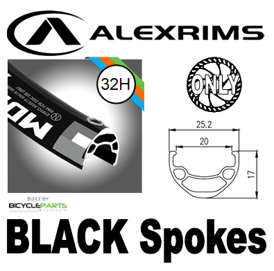 WHEEL - 26" Alex MD19 32H P/j Black Rim,  FRONT Q/R (100mm OLD) 6 Bolt Disc Loose Ball Black Hub,  Mach 1 BLACK Spokes