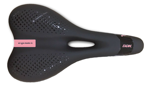 Saddle,  vinyl top, black pc  w/memory foam, w/DDK logo,  black rails, L:269 W:156mm,  Quality DDK product made in Taiwan