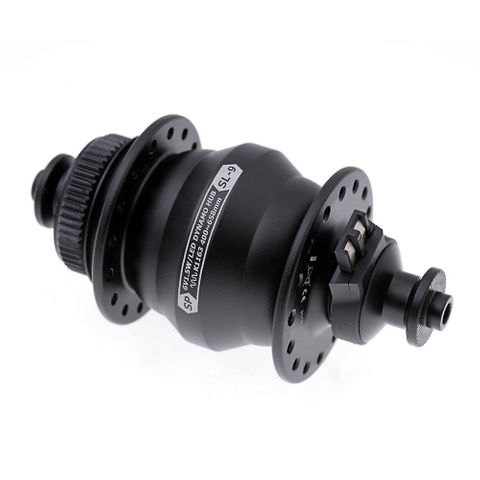 DYNAMO FRONT HUB  Shutter Precision, SL-9. 6V 3W Output, 32H, CENTERLOCK Disc, Standard QR,  BLACK