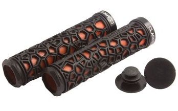 GRIPS,  Clarks, locking ,130mm,  w/alloy locking ring, Black overlay / Red inner
