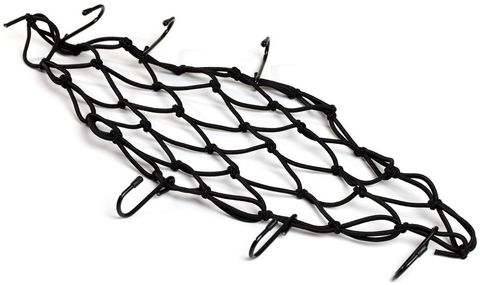 CARGO NET - Strong elasticated webbing, nylon coated, hardened steel hooks, 12" x 12", BLACK   - Oxford Product
