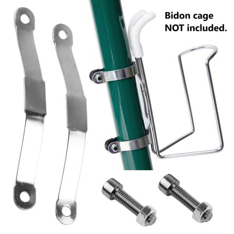 CLAMP SET - For Mounting Bidon Cage to Down Tube, 30mm Diameter, Steel (Bidon cage NOT included)