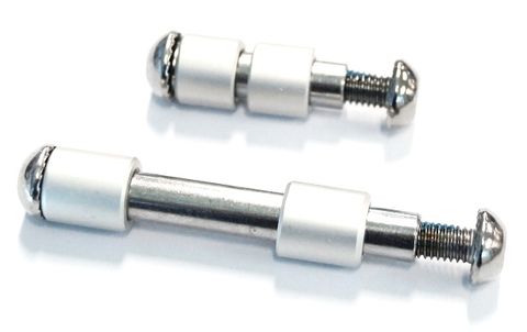 Stunt wheel hardware set for 7696/7697 scooters; contains 2x rear wheel spacers 12 x8.05x13mm; 2 x front wheel spacers 12 x 8.05 x 10mm; 1 x front axle 29mm; 1 x  rear axle 59mm