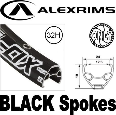 WHEEL - 27.5 / 650B Alex XD-Lite D/w 32H F/v Eyeletted D/s Black Rim, FRONT DYNAMO Q/R (100mm OLD) 6 Bolt Disc Sealed SP Black Hub, Mach1 BLACK Spokes