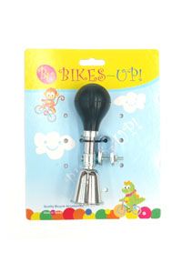 AIR HORN - 15cm Long, BIKES Up!, Silver With Black Rubber Bulb