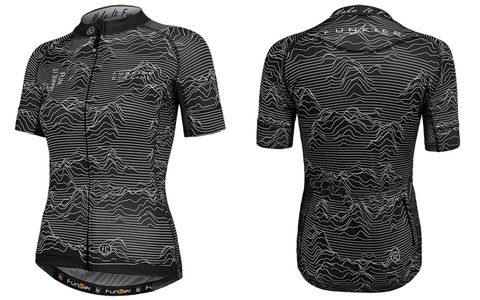 Jersey (RACE FIT), WOMENS, FUNKIER,  PRO, Rossini, Strong & Lightweight, short sleeve, elastic light grippers, BLACK fashion design, X-LARGE (Fitting more like LARGE)