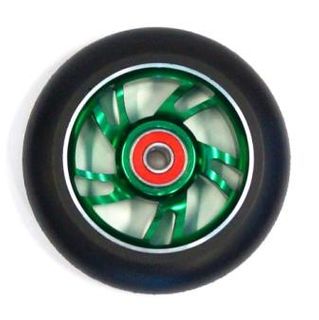 Scooter Wheel, Alloy, 100mm incl abec-9 bearing, GREEN core, Sensational NEW DISPLAYpackaging !