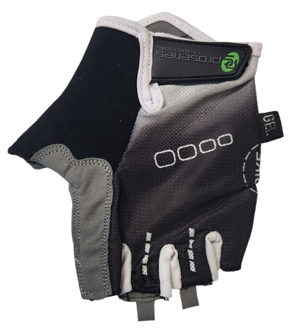 BLACK with WHITE FADE GLOVES  -  PRO SERIES, Amara Palm, Lycra Towel GEL Padding MEDIUM