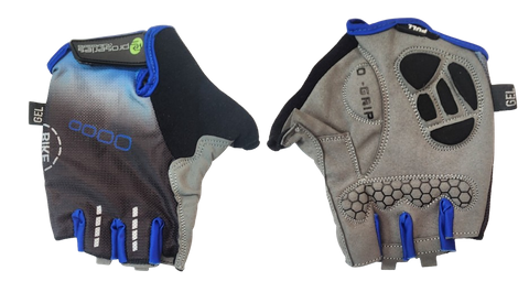 BLACK with BLUE TRIM GLOVES  -  PRO SERIES, Amara Palm, Lycra Towel with GEL Padding, LARGE