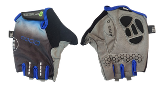 BLACK with BLUE TRIM GLOVES  -  PRO SERIES, Amara Palm, Lycra Towel with GEL Padding, LARGE
