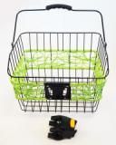 BASKET - Front, Multifit Q/R Bracket, With Carry Handle, Black with Green, 36cm x 30cm x 22cm