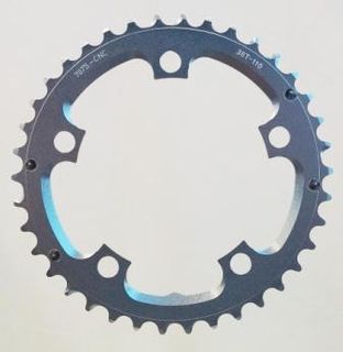 Chain Ring, 38T x 110 BCD for 9/10 speed, 7075 CNC Alloy, SILVER, w/ramps