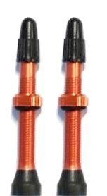 Tubeless Valves, Alloy, ORANGE, w/ext O-ring, 44mm (2 Pcs per bag) FV/PV