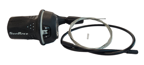 Twist shift, ,left side,   3 speed, w/inner wire L: 1700m, gray, Sunrace