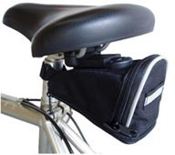 SADDLE BAG - Expandable, Q/R, 3M Reflective Strip & Light Loop, Open End (Verticle Zip) Type, Black, 160mm x 130mm (Expanded) x 90mm