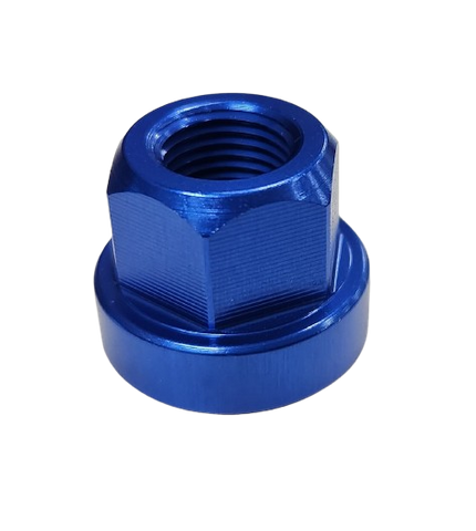 ALLOY HUB AXLE NUT - 3/8" Flange Type, Blue