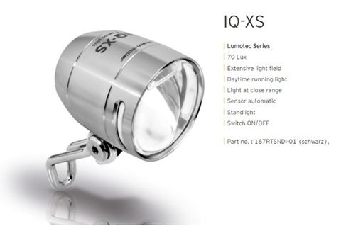 BUSCH & MULLER Dynamo LED Front Light - Alloy Lumotec IQ-XS, SILVER, DRL, Sensor, Switch, Standlight, 70LUX