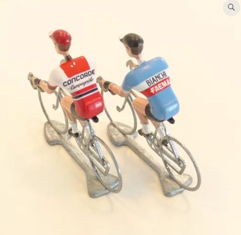 FLANDRIENS Models, 2 x Hand painted Metal Cyclists, Concorde & Faema-Bianchi  jerseys