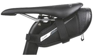 SAHOO  Cargo/saddle wedge bag  0.8L water resistant zipper /ext bottom L 20.5/H7-12/W6.5cm , two internal pockets. velcro strap attachment