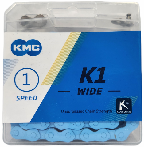 A NEW ITEM  -  CHAIN - Single Speed - KMC K1 - 112L - BLUE - w/Connect Link