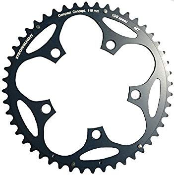 CHAINRING - ROAD "STRONGLIGHT", 48T, 5083 Black - 110mm BCD, 5 Hole for 9/10 Spd (Does NOT have Pickup Points)