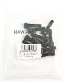 STEM BOLT  M5, 20mm, Allen Key Type, BLACK Stainless Steel  (Bag 10)