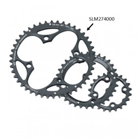 CHAINRING - MTB "STRONGLIGHT", 44T, 7075 CNC Black  CT2 - 104mm BCD, 4 Hole for 9 Spd