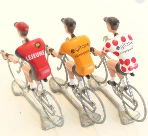 A FLANDRIENS Models, 3 x Hand painted Metal Cyclists, Van Impe in 3 types jerseys