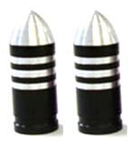 Valve Cap BLACK Bullet Stripes (bag of 2)