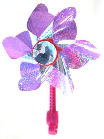 Kids Windmill, clamps to H-bar, Purple W/ Silver Gemstone