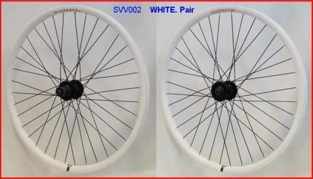 Wheel 26" Velocity Blunt-35  D/w Tubeless Ready Rim All White  , Joytech 6 Bolt Disc Q/r Black Hub ,  Mach 1 Black Spokes , (SOLD As PAIR)