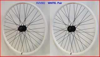 Wheel 26" Velocity Blunt-35  D/w Tubeless Ready Rim All White  , Joytech 6 Bolt Disc Q/r Black Hub ,  Mach 1 Black Spokes , (SOLD As PAIR)