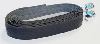 Handlebar Cushion Tape, Black Microfibre (holes w/black background), w Plugs