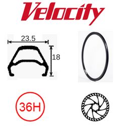 RIM 26" x 18mm - VELOCITY VRX DISK - 36H - (559 x 18) - Presta Valve - Disc Brake - D/W - BRIGHT SILVER