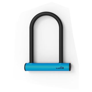 LUMA LOCK, U Shackle Key Lock 208mm high, 12mm bar thickness, 142mm Wide Blue Receiver, LUMA No1 lock brand in Spain