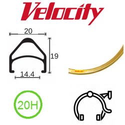 RIM 700c x 14mm - VELOCITY AEROHEAD - 20H - (622 x 14) - Presta Valve - Rim Brake - D/W - BRIGHT GOLD - MSW