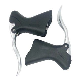 BRAKE LEVER - Promax Aero Aero Brake Lever, Alloy With Return Spring, SILVER With BLACK Hoods (Sold In Pairs)