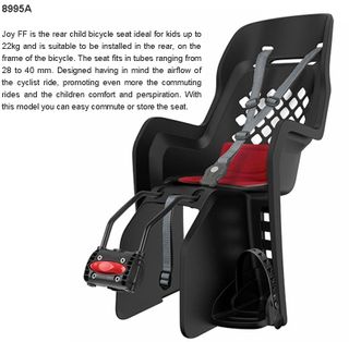 Baby seat, Polisport, JOY, Q/R FRAME MOUNTING SYSTEM,  suits 26" to 29ers with a 28mm to 40mm OD Seat Tube, 22kg weigh limit, Extra ventilation design, Dark Grey