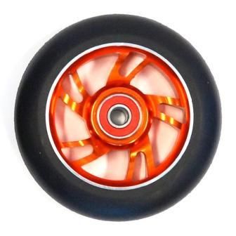 Scooter Wheel, Alloy, 100mm incl abec-9 bearing, ORANGE core, Sensational NEW DISPLAYpackaging !