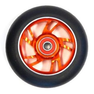 Scooter Wheel, Alloy, 100mm incl abec-9 bearing, ORANGE core, Sensational NEW DISPLAYpackaging !