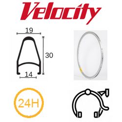 RIM 700c x 14mm - VELOCITY DEEP V - 24H - (622 x 14) - Presta Valve - Rim Brake - D/W - SILVER (Anodised) - MSW