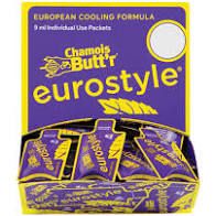 Chamois Butt'r Eurostyle, qty 75 - 9ml/.30oz packets - Gravity Feed POP Display, a non-greasy skin lubricant (formulated with menthol) which immediately imrpoves riding comfort